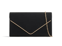 SCULPT  CLUTCH WITH GLEAMING DETAIL IN BLACK FAUX LEATHER