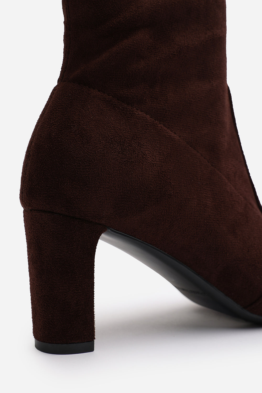 Felinia Brown Suede Round Toe Block Heel Knee High Boots