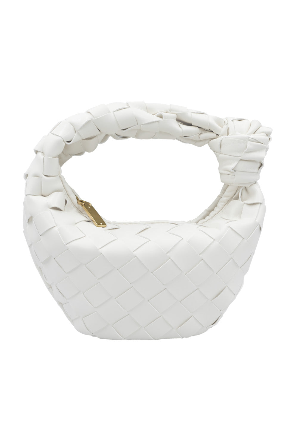 MITZI WOVEN KNOTTED HANDBAG IN WHITE