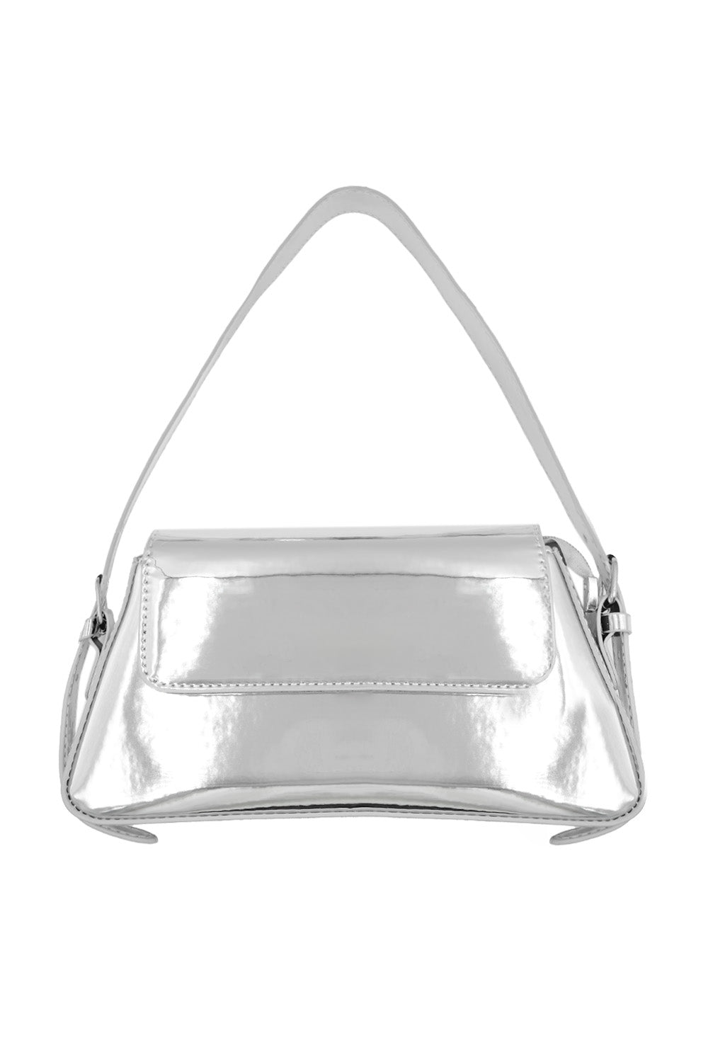 LORELAI SHOULDER CLUTCH BAG IN SILVER FAUX LEATHER