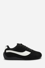 Ulani Black Low-Top Lace up trainer with Contrast White Side Stripe