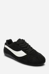 Ulani Black Low-Top Lace up trainer with Contrast White Side Stripe