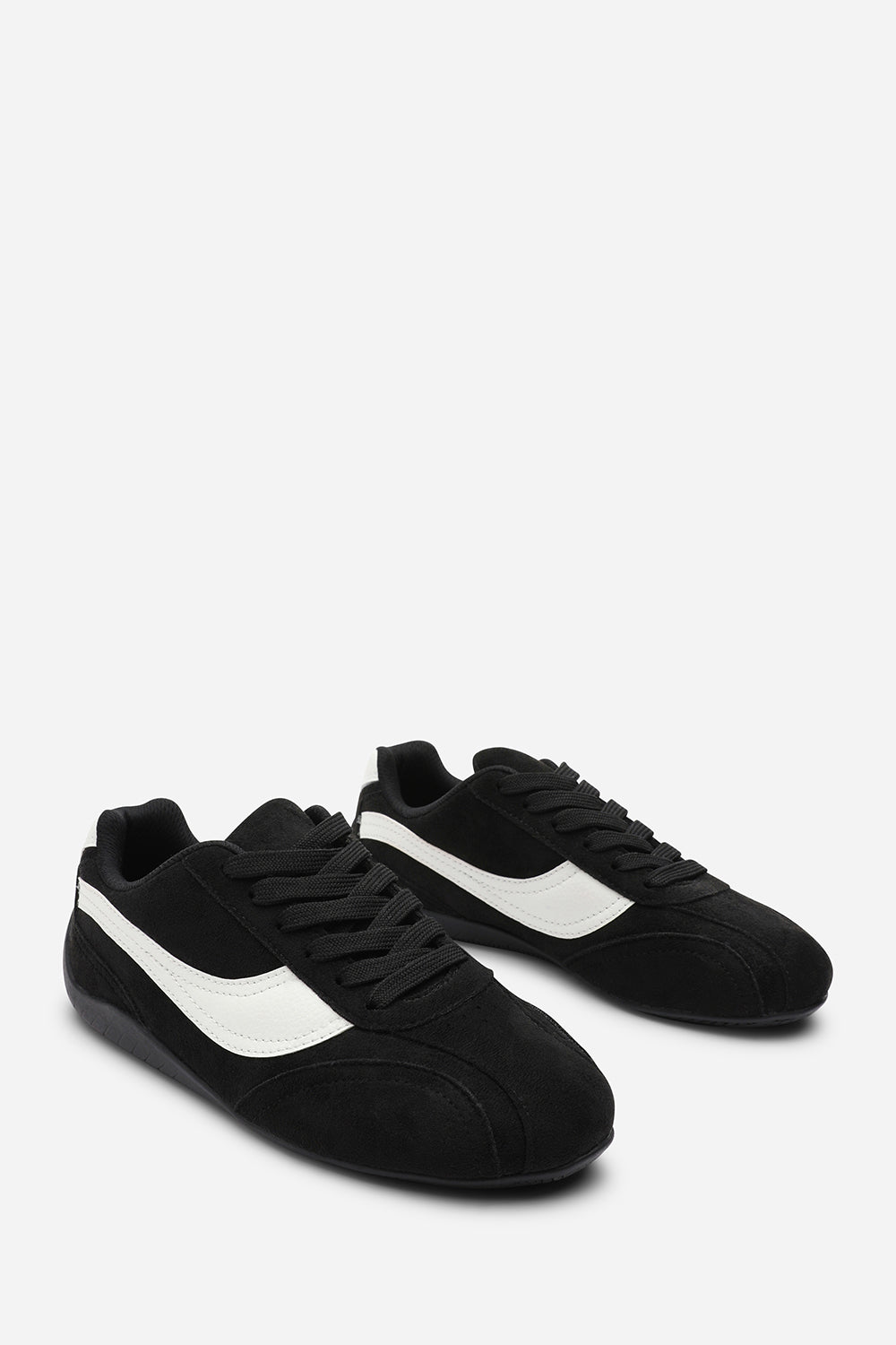 Ulani Black Low-Top Lace up trainer with Contrast White Side Stripe