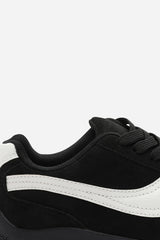 Ulani Black Low-Top Lace up trainer with Contrast White Side Stripe