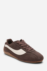 Ulani Brown Low-Top Lace up trainer with Contrast Cream Side Stripe