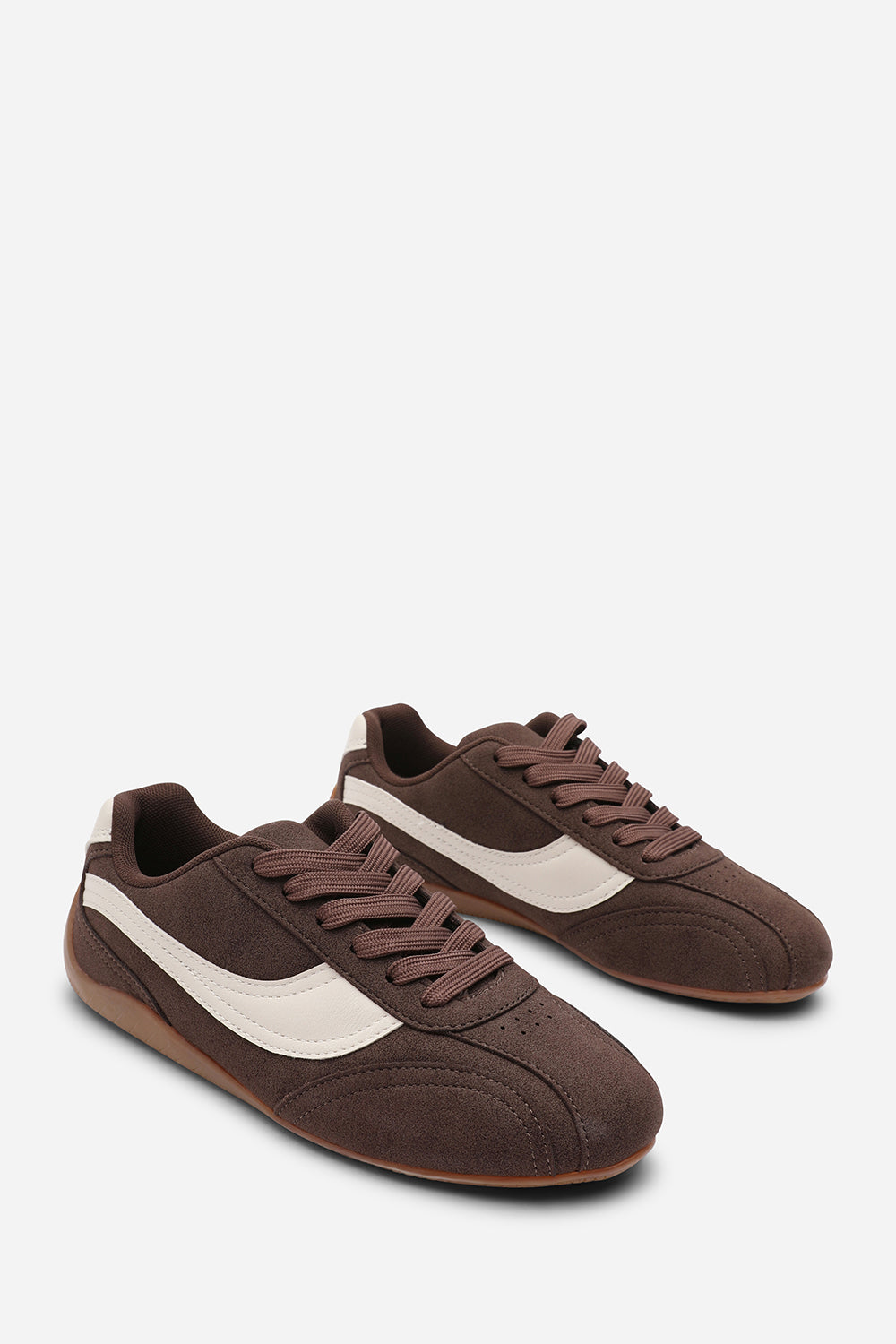 Ulani Brown Low-Top Lace up trainer with Contrast Cream Side Stripe