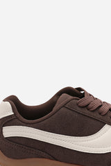 Ulani Brown Low-Top Lace up trainer with Contrast Cream Side Stripe
