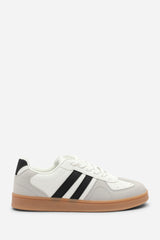 Venice Classic white and grey retro lace up trainer with black stripes