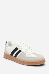 Venice Classic white and grey retro lace up trainer with black stripes