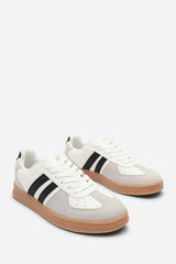 Venice Classic white and grey retro lace up trainer with black stripes