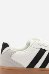 Venice Classic white and grey retro lace up trainer with black stripes