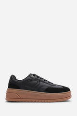 Elvena Black Platform Lace Up Classic Trainer