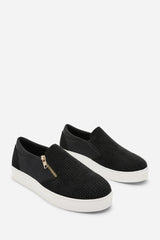 Florina Black Zip detail Trainer with Diamante Toe