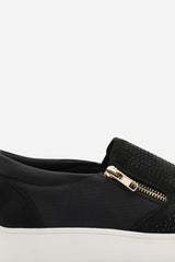 Florina Black Zip detail Trainer with Diamante Toe