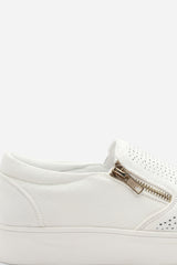 Florina White Zip detail Trainer with Diamante Toe
