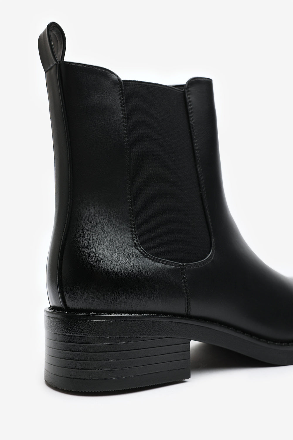 Kelsey Block Heel Chelsea Zip Ankle Boots In Black Faux Leather
