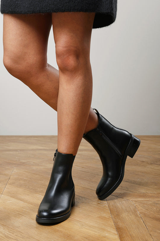 Ivara Black Chelsea Ankle Boots with Block Heel