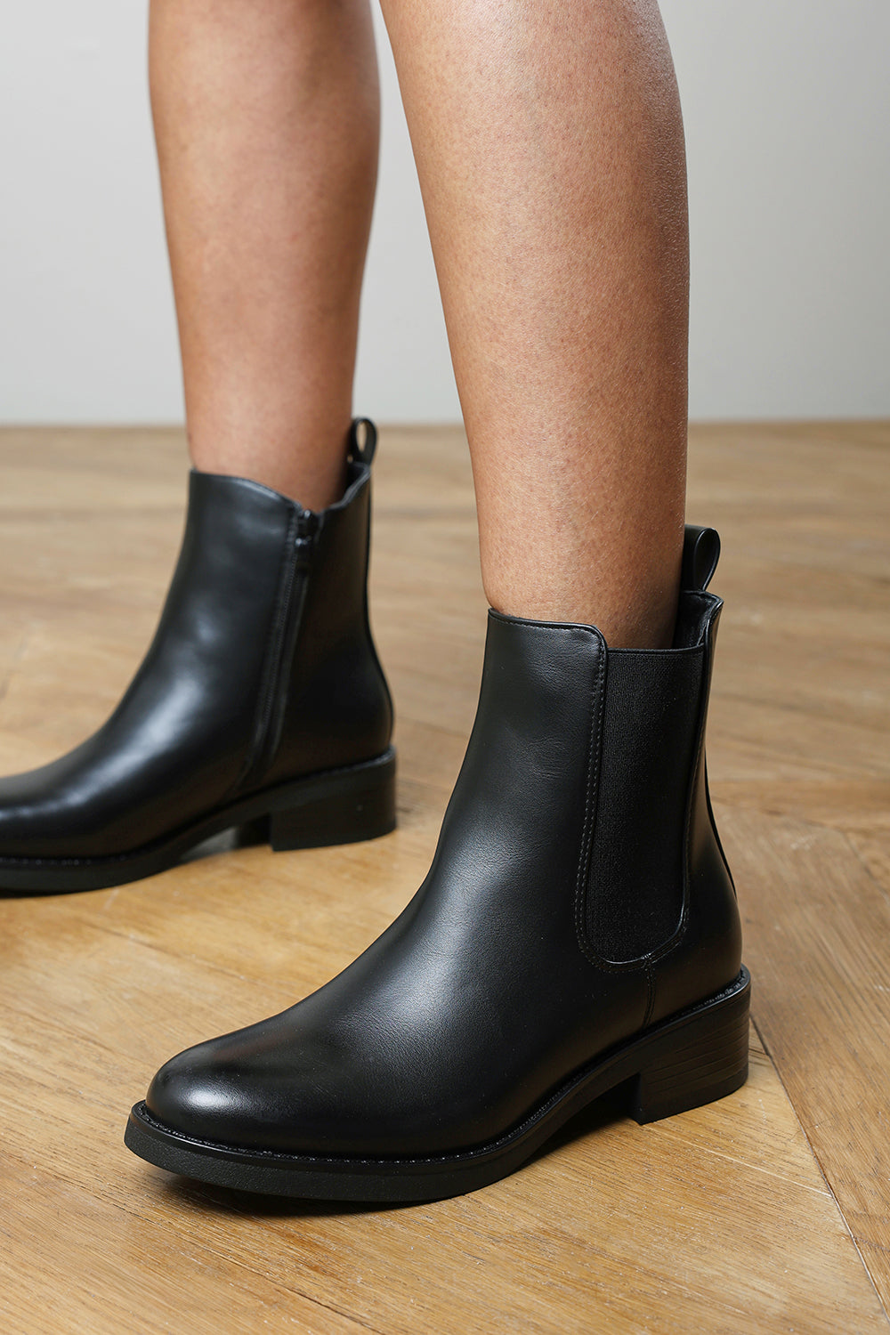 Ivara Black Chelsea Ankle Boots with Block Heel