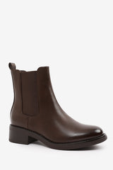 Ivara Dark Brown Chelsea Ankle Boots with Block Heel