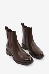 Ivara Dark Brown Chelsea Ankle Boots with Block Heel