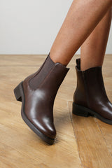 Ivara Dark Brown Chelsea Ankle Boots with Block Heel