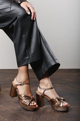 Relyra Front Knot Block Heel Sandals with Ankle Strap