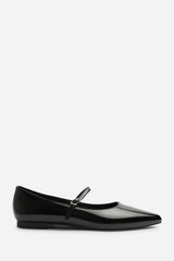 Ovira Wide Fit Girl's School Shoe Pointed Toe Mary Jane Front Strap Ballet Flats