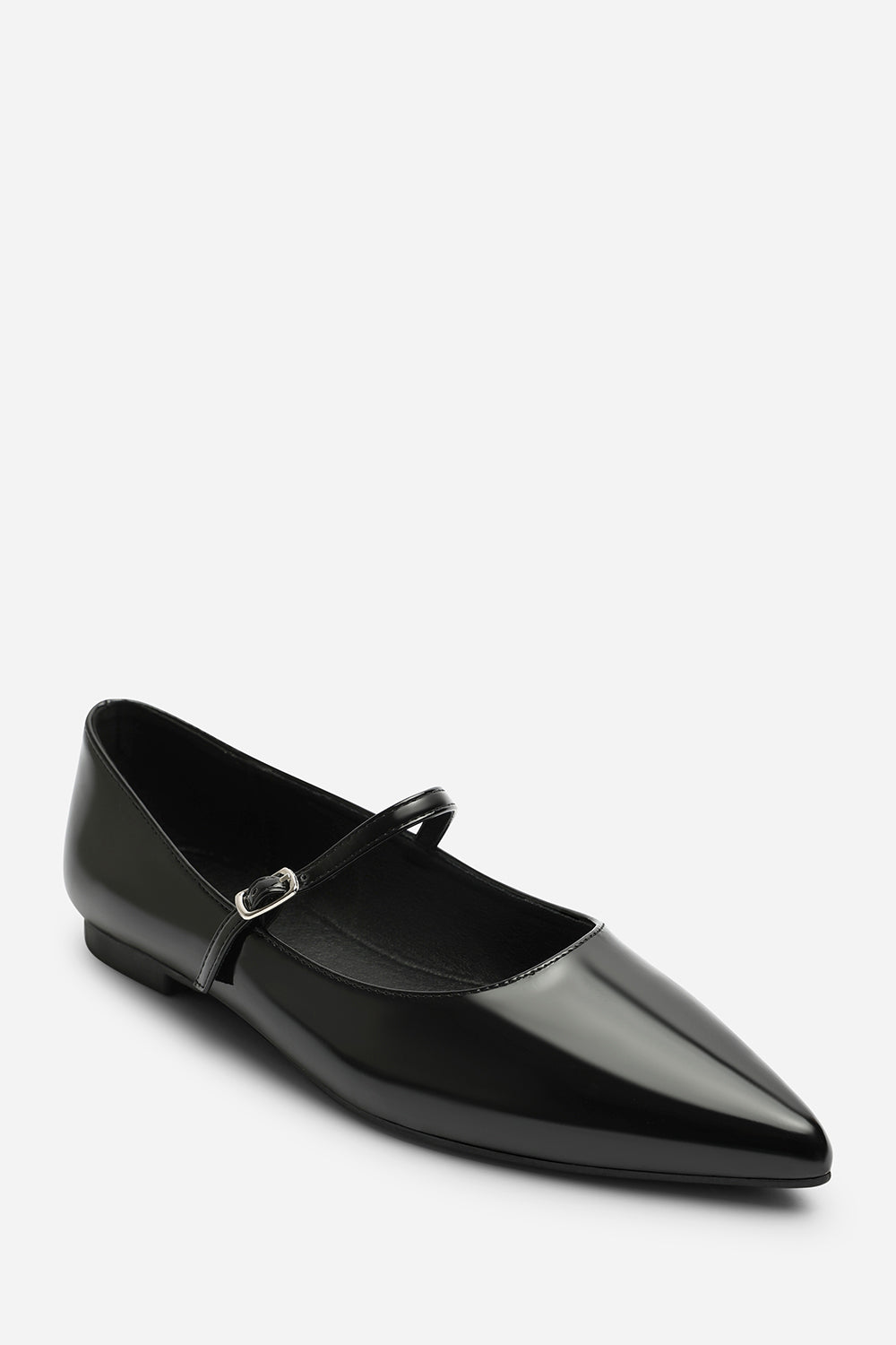 Ovira Wide Fit Girl's School Shoe Pointed Toe Mary Jane Front Strap Ballet Flats