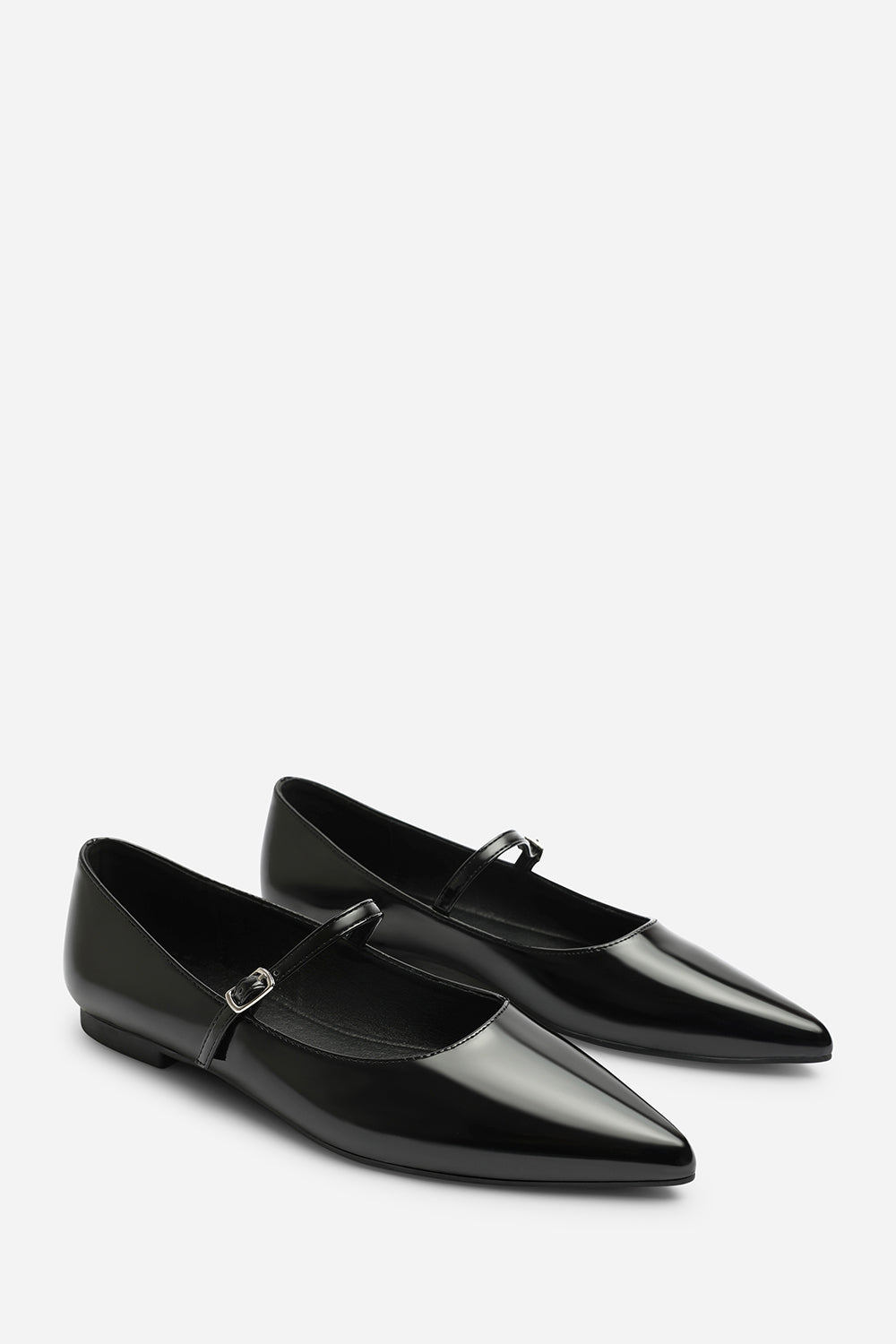 Ovira Wide Fit Girl's School Shoe Pointed Toe Mary Jane Front Strap Ballet Flats