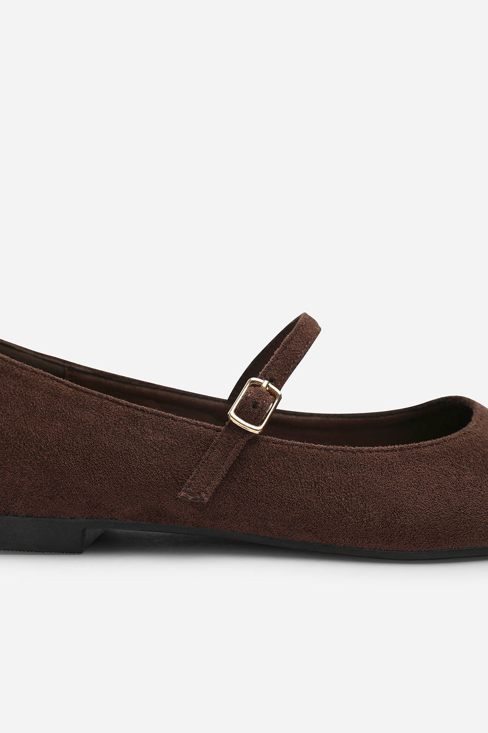 Novalee Wide Fit Pointed Toe Mary Jane Front Strap Ballet Flats In Brown Suede