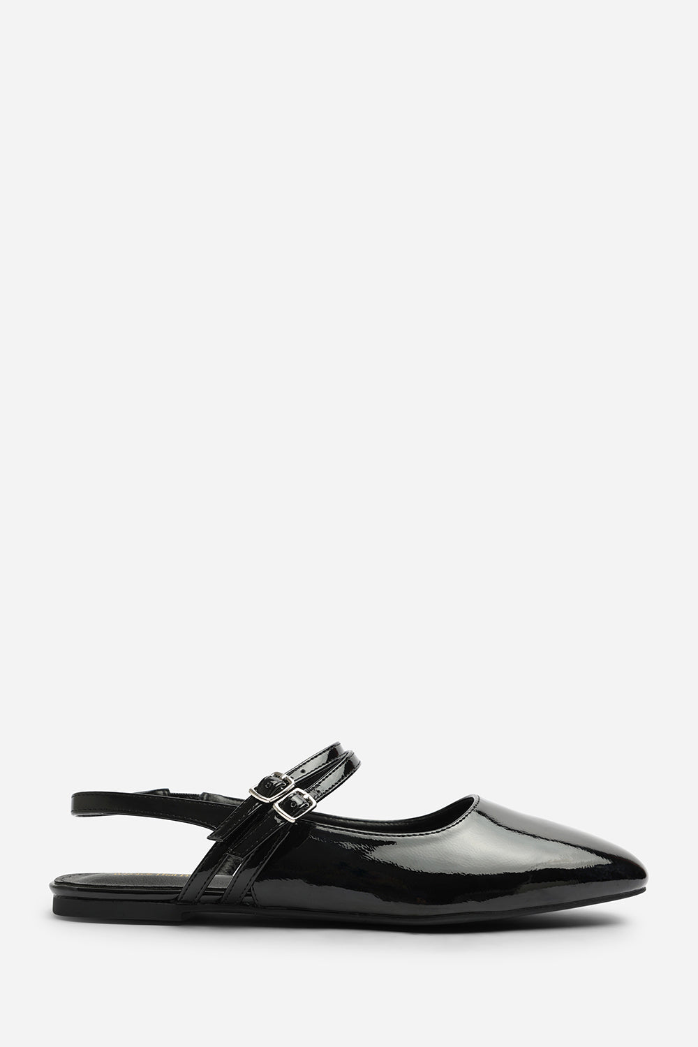 Pelyx Black Dual Strap Square Toe Mary Jane Flats