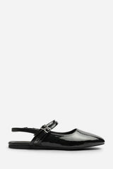 Pelyx Black Dual Strap Square Toe Mary Jane Flats
