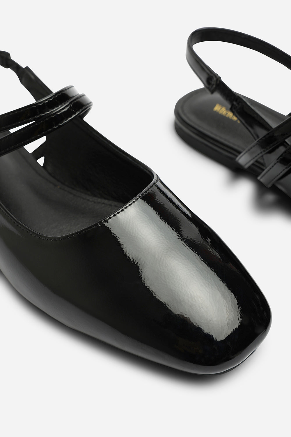 Pelyx Black Dual Strap Square Toe Mary Jane Flats