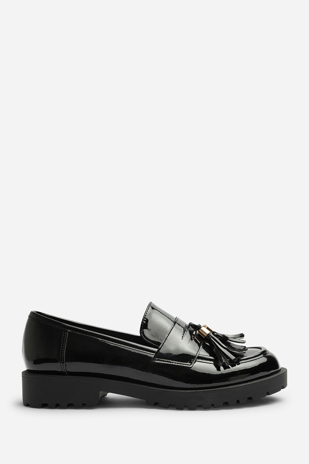 Oreliax Girl's School Shoe Chunky Tassel Trim Detail Patent Loafers