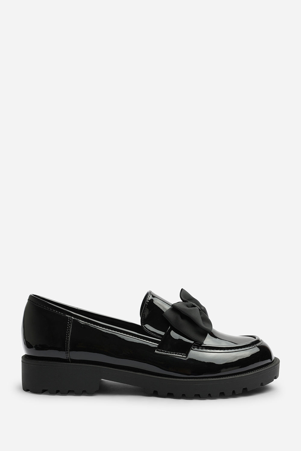 Oxira Girl's School Shoe Chunky Bow Detail Patent Loafers