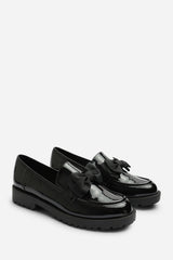 Oxira Girl's School Shoe Chunky Bow Detail Patent Loafers