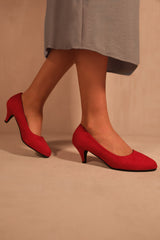 SHEA LOW HEEL COURT PUMP IN RED SUEDE