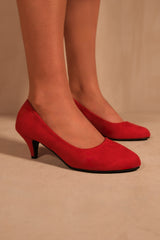 SHEA LOW HEEL COURT PUMP IN RED SUEDE