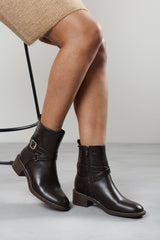 Elvara Dark Brown Suede Cowboy Boots Ankle Length Western Block Heel
