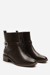 Elvara Dark Brown Suede Cowboy Boots Ankle Length Western Block Heel