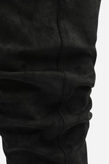 Kalenae Black Faux Suede Ruched Block Knee High Boot