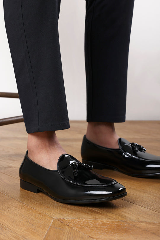 Finley Black Patent Tassel Loafer Classic Formal Dress Shoes