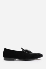 Finley Black Velvet Tassel Loafer Classic Formal Dress Shoes