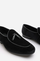 Finley Black Velvet Tassel Loafer Classic Formal Dress Shoes