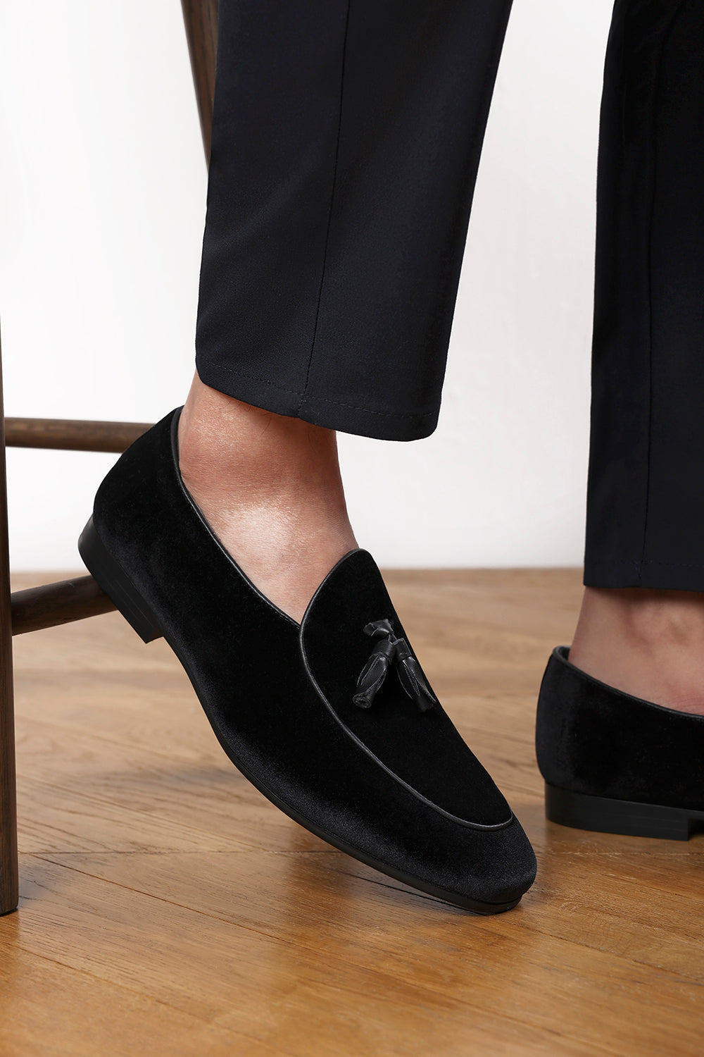 Finley Black Velvet Tassel Loafer Classic Formal Dress Shoes