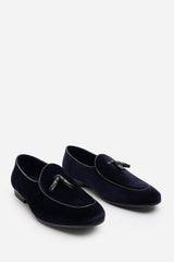 Finley Navy Velvet Tassel Loafer Classic Formal Dress Shoes