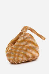 NICKI DIAMANTE MINI CHAINMAIL POUCH BAG IN ROSE GOLD