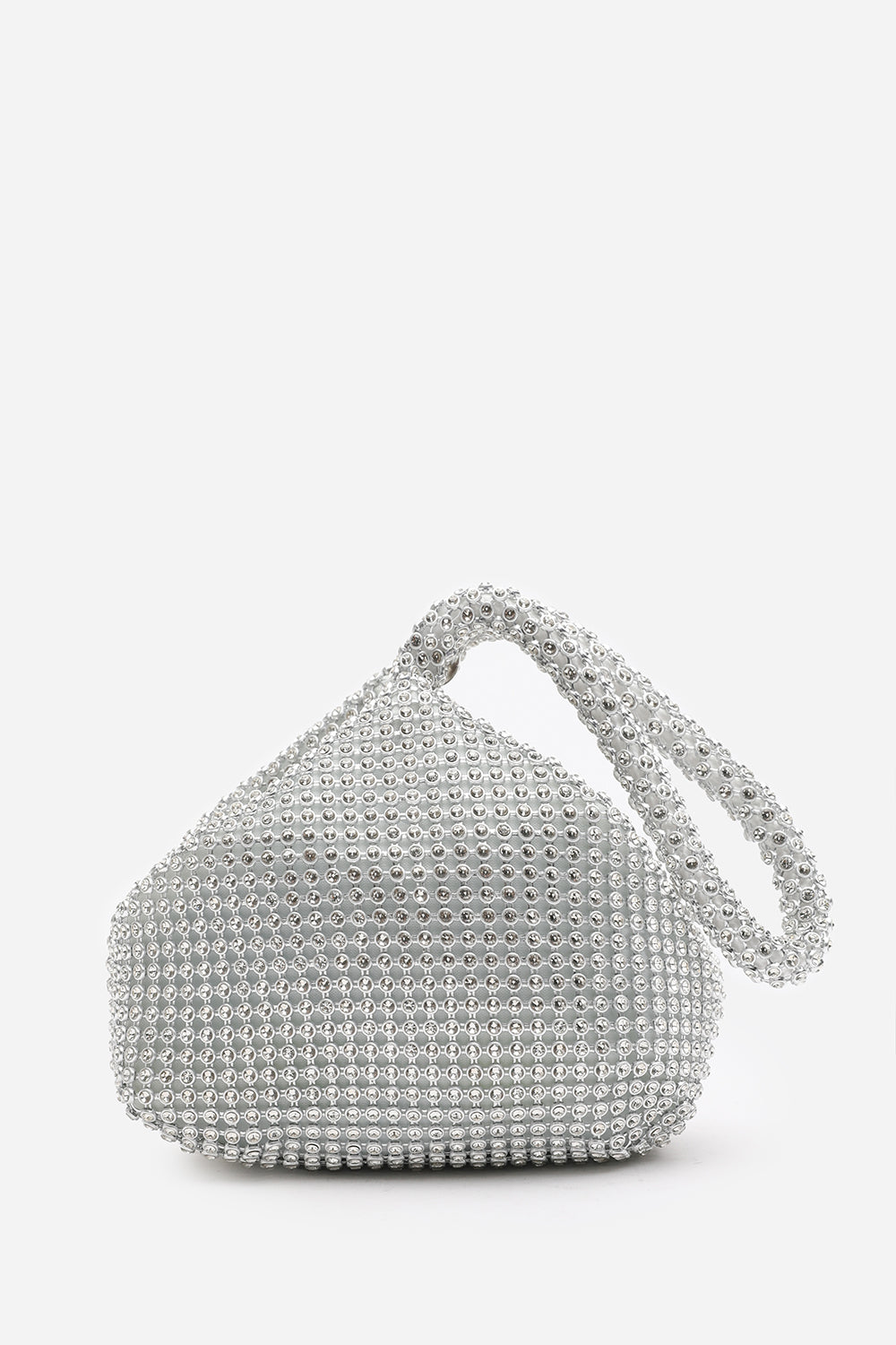 NICKI DIAMANTE MINI CHAINMAIL POUCH BAG IN SILVER
