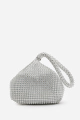NICKI DIAMANTE MINI CHAINMAIL POUCH BAG IN SILVER