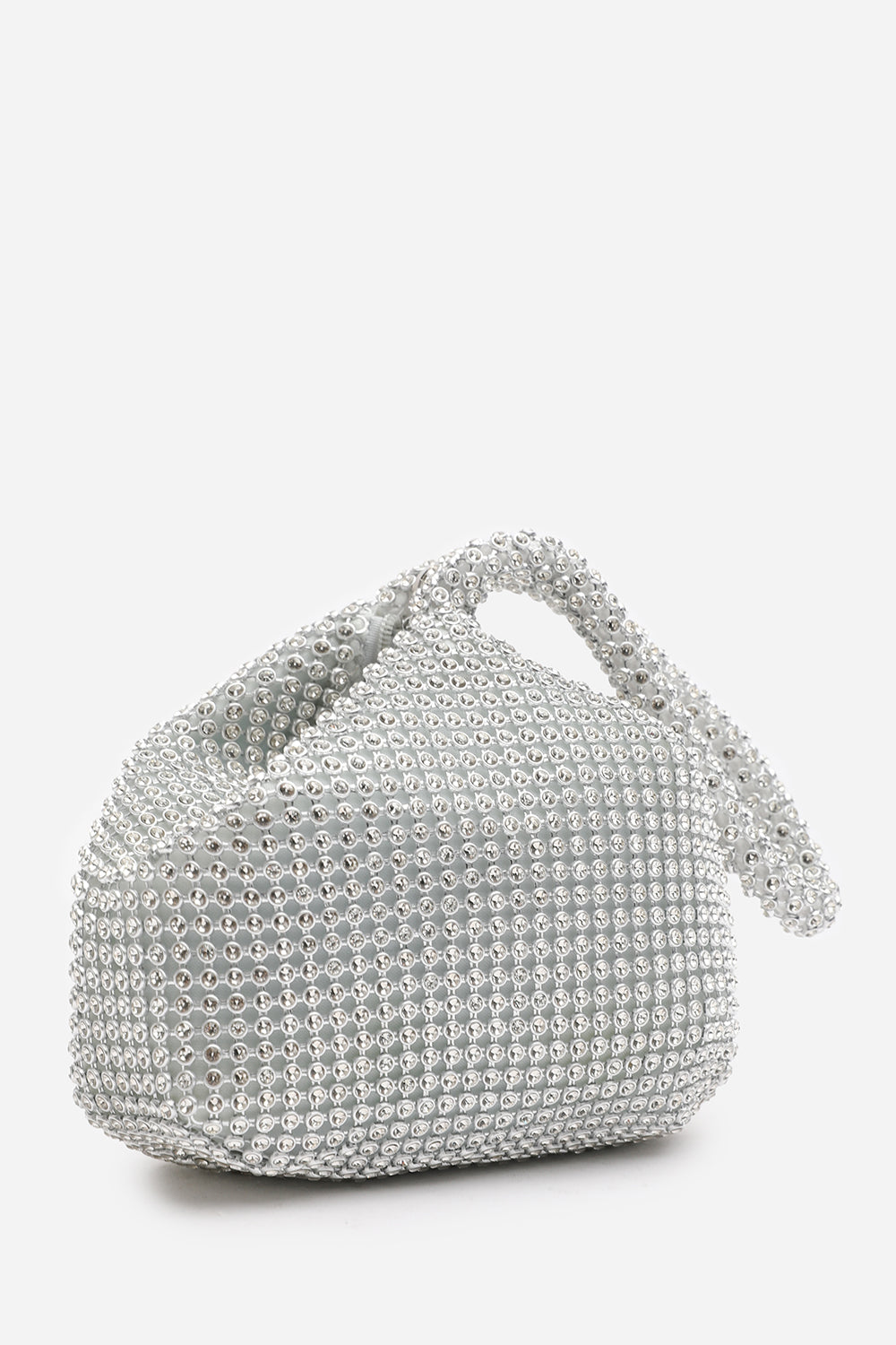 NICKI DIAMANTE MINI CHAINMAIL POUCH BAG IN SILVER